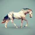 Abstract polygonal horse on a gray background. 3d rendering