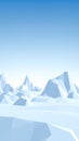 Abstract Polygonal Icy Mountain Landscape with Clear Blue Sky Royalty Free Stock Photo