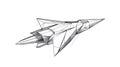 Geometric Abstract Futuristic Airplane Design, Line Art Sketch Royalty Free Stock Photo