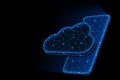Abstract polygonal light design of cloud storage with smartphone Royalty Free Stock Photo