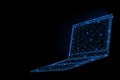 Abstract polygonal light design of laptop with glowing screen Royalty Free Stock Photo