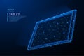 Abstract polygonal light design of tablet with glowing screen Royalty Free Stock Photo