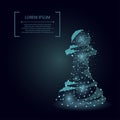 Abstract polygonal low poly mash line and point chess pawn. Vector business illustration. Royalty Free Stock Photo