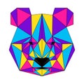 Abstract polygonal panda bear portrait. Modern low poly panda bear head isolated on white for card, veterinarian clinic placard,