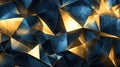 Abstract polygonal pattern luxury dark blue with gold , Generative AI Royalty Free Stock Photo