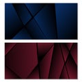 Abstract polygonal pattern. Set of two dark gradient polygonal backgrounds. Background design, cover, postcard, banner