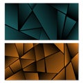 Abstract polygonal pattern. Set of two dark gradient polygonal backgrounds. Background design, cover, postcard, banner