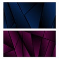 Abstract polygonal pattern. Set of two dark gradient polygonal backgrounds. Background design, cover, postcard, banner