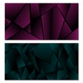 Abstract polygonal pattern. Set of two dark gradient polygonal backgrounds. Background design, cover, postcard, banner