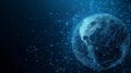 Abstract polygonal planet earth rotating in cyberspace