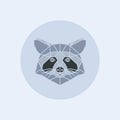 Abstract polygonal raccoon head on light blue background