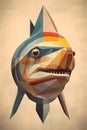Abstract polygonal shark on old paper background. Vector illustration Royalty Free Stock Photo