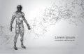 Abstract Wire frame human body. Polygonal 3d model on white background. Dots and Lines Low Poly Royalty Free Stock Photo