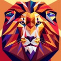 Abstract polygonal tiger head. Vector illustration in red, orange and yellow colors. AI generated Royalty Free Stock Photo