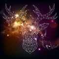Abstract polygonal tirangle animal deer on open space background. Hipster animal illustration
