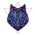 Abstract polygonal tirangle animal wolf on open space background. Royalty Free Stock Photo