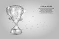 Abstract polygonal Trophy cup. Low poly wireframe vector illustration. Champions award for sport victory.