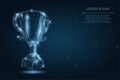Abstract polygonal Trophy cup. Low poly wireframe vector illustration. Champions award for sport victory