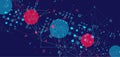 Abstract polygonal vector background with connecting dots, letters and lines. Royalty Free Stock Photo