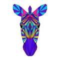 Abstract polygonal zebra portrait. Funny low poly zebra head isolated on white for card, veterinarian clinic placard, modern party