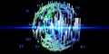 Abstract polygonaly artificial intelligence spherical grid  with data. Analytics algorithms for science, technology and business. Royalty Free Stock Photo