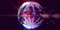 Abstract polygonaly artificial intelligence spherical grid  with data. Big data. Analytics algorithms for science, technology and Royalty Free Stock Photo