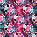 Abstract polygons and circles on a beautiful geometric background seamless pattern vector illustration Royalty Free Stock Photo