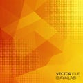 Abstract polygons and halftone dots texture in orange and yellow gradient background for banner, background Royalty Free Stock Photo