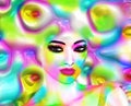 Abstract pop art image of a woman`s face. This is a digital art image of a close up woman`s face in pop art style. Royalty Free Stock Photo