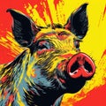 Vibrant Pop Art Boar Poster - Explosive Wildlife Illustration Royalty Free Stock Photo