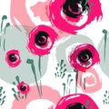 Abstract poppy flowers. Seamless background. Royalty Free Stock Photo