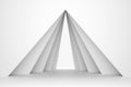 A portal of triangular shapes, a gate leading to light. 3d rendering