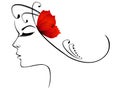 Abstract portrait of a girl in profile with a red butterfly. Royalty Free Stock Photo