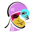 Abstract portrait, made of lines of spots. Modern hand-drawn vector illustrations. Geometric line, minimalistic elegant