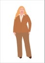 Abstract portrait of plus size woman in stylish looks. Curvy faceless females standing and poses in suit. Minimalist
