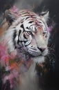 Artistic portrait of a white tiger. Royalty Free Stock Photo