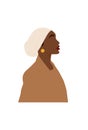 Abstract portrait of woman in turban. Muslim faceless female in hijab. Minimalist vector illustration, isolated on a