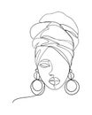 Abstract portrait of young African woman in minimalistic modern style. Line drawing. Royalty Free Stock Photo