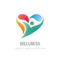 Abstract positive human business logo. Wellness health concept sign. Heart happiness symbol. Elegant beauty icon. Vector design Royalty Free Stock Photo