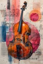 Abstract poster art for jazz with a double bass.