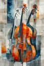 Abstract poster art for a jazz music performance with double bass.