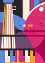 Abstract poster with different music instruments.