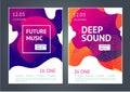 Deep sound. Abstract poster for electronic music festival. Guilloche line and dynamic fluid background. Royalty Free Stock Photo