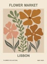 Abstract poster Flower Market Lisbon vector art.