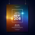 Abstract poster with a gradient background from orange to blue, featuring sparkles Royalty Free Stock Photo