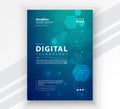 Poster brochure cover banner presentation layout template, Technology digital futuristic internet network connection green blue Royalty Free Stock Photo