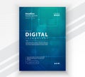 Poster brochure cover banner presentation layout template, Technology digital futuristic internet network connection green blue Royalty Free Stock Photo
