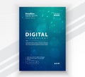 Poster brochure cover banner presentation layout template, Technology digital futuristic internet network connection green blue Royalty Free Stock Photo