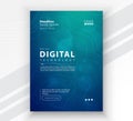 Poster brochure cover banner presentation layout template, Technology digital futuristic internet network connection green blue Royalty Free Stock Photo