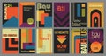 Abstract posters. Geometric vintage design, colorful graphic shapes, swiss layout in bauhaus style. Retro architecture Royalty Free Stock Photo